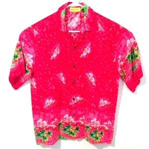 Resortwear Red Hawaiian Shirt Windsail Palmtrees W